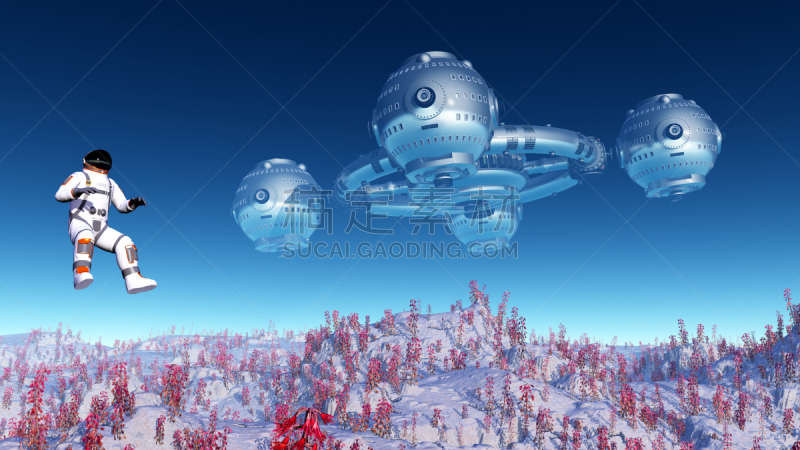 太空行走,天空,太空,未来,水平画幅,地形,宇航员,绘画插图,太空船,太空旅行器