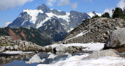 贝克尔山,雪,风景,桨叉架船,贝克山荒野地,舒克森山,水平画幅,无人,户外,湖
