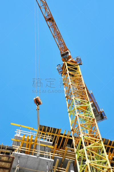 起重机,建筑工地,摩天大楼,垂直画幅,天空,新的,建筑设备,建筑材料,居住区,建筑业