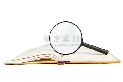 玻璃,开着的,白色,放大镜,书,分离着色,侧面视角,字典,书籍装帧,小规模的放大