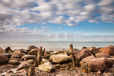 波罗的海,破浪堤,水,天空,暴风雨,水平画幅,无人,户外,云景,石头