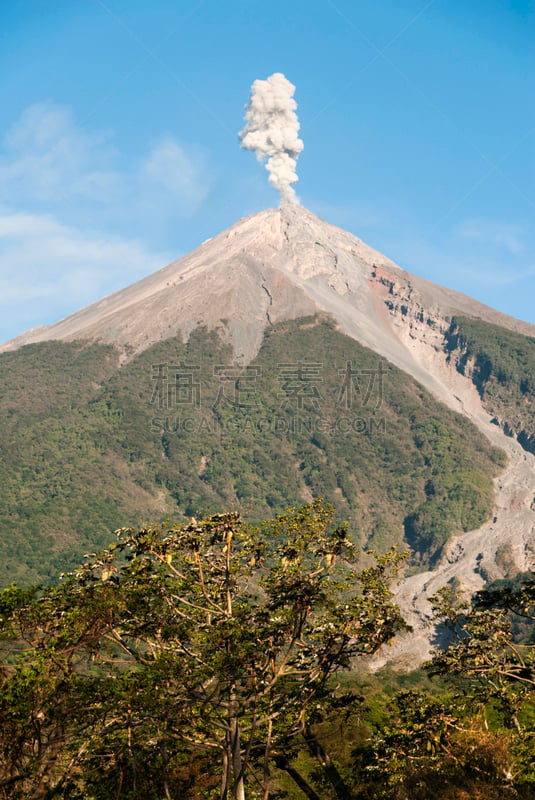 云,灰,危地马拉,火山,多样,接力赛,超轻型飞机,爆发,相伴