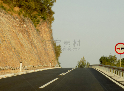 速降滑雪,山,路,禁止通行,陡峭,金属,金属丝,沥青,风景