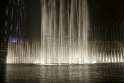 喷泉,迪拜,阿拉伯联合酋长国,音乐,名声,水平画幅,夜晚,符号,曙暮光,户外