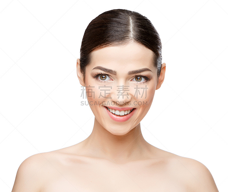 注视镜头 棕色头发 快乐 正面视角 美 水平画幅 美人 纯净 干净 完美图片素材下载 稿定素材