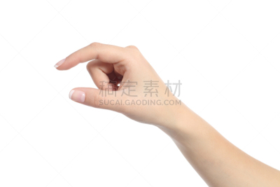 一个物体,女人,空白的,手牵手,手,提举,发起人,拿着,法式美甲,白色背景