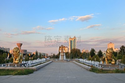 土库曼斯坦,喷泉,复杂性,派克大街,阿什哈巴德市,水,天空,美,灯笼,水平画幅