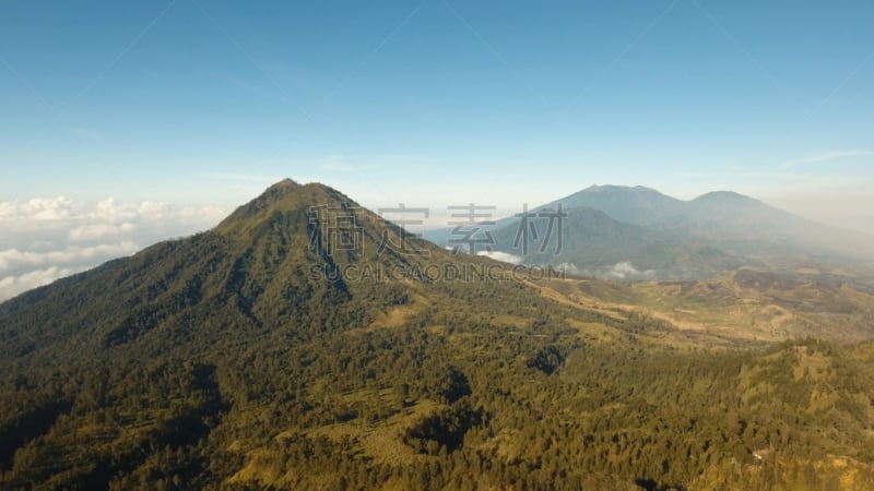 爪哇,地形,山,印度尼西亚,岛,自然,天空,美,水平画幅,绿色