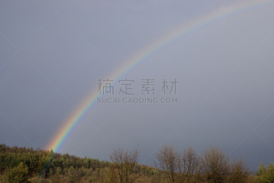 彩虹,丘陵起伏地形,在上面,天空,美,暴风雨,水平画幅,山,无人,户外