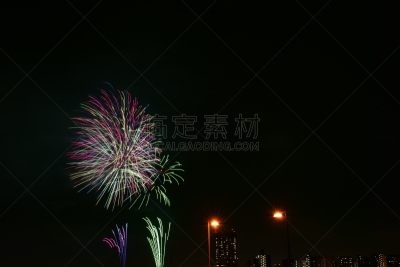 焰火,足立区,夜晚,无人,东京,2015年,图像,夏天,水平画幅,日本