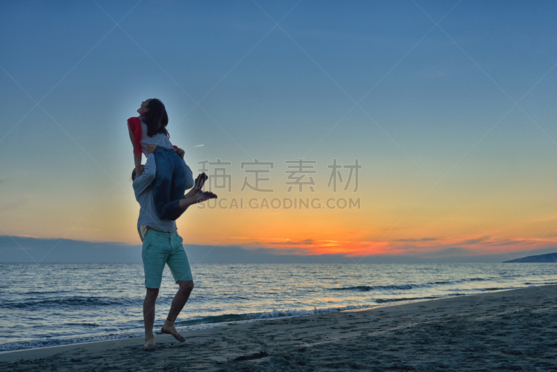 异性恋,海滩,可爱的,爱人海滩,黑山,海景,蜜月,新郎,加勒比海地区,新娘