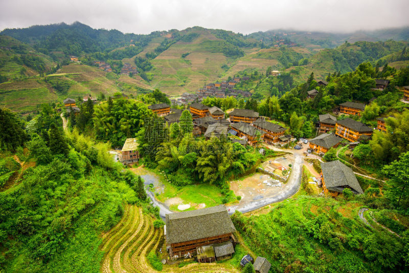 桂林,乡村,瑶族,龙脊梯田,龙胜,乒乓球,商务关系,水平画幅,山,无人