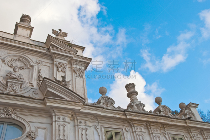A detail of the façade in Goethe's Rotonda, in the Villa Borghese Gardens, Rome.