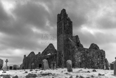 修院,利默里克市,利默里克郡,红外摄影,教堂,水平画幅,爱尔兰共和国,无人,古老的,云景