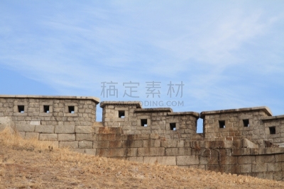 城墙,首尔,韩国,天空,水平画幅,墙,景观设计,无人,蓝色