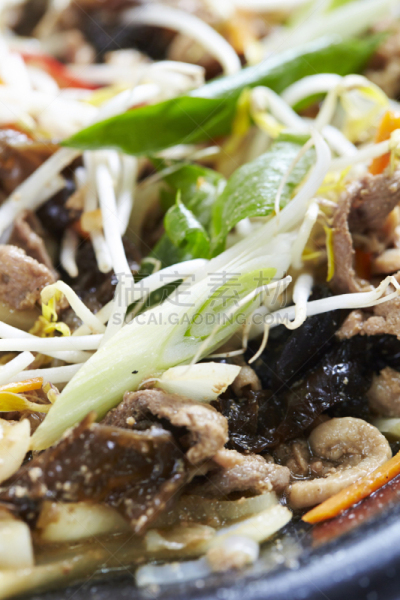 韩式烧牛肉,蔬菜,垂直画幅,豆芽,葱,无人,韩国食物,膳食,韩国,菜单