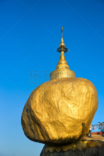 缅甸,吉谛瑜佛塔,垂直画幅,天空,灵性,无人,僧院,佛塔,东南亚