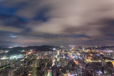 深圳,夜晚,深圳京基100,轻轨,单轨电车,尾灯,未来,时髦的,水平画幅,无人