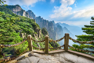 黄山山脉,华山,安徽省,陕西省,观测点,天空,高视角,早晨,旅行者,都市风景