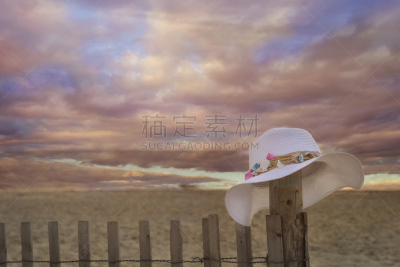 开普梅郡,云,新泽西,美国,篱笆,帽子,女人,云景,戏剧性的天空,曙暮光
