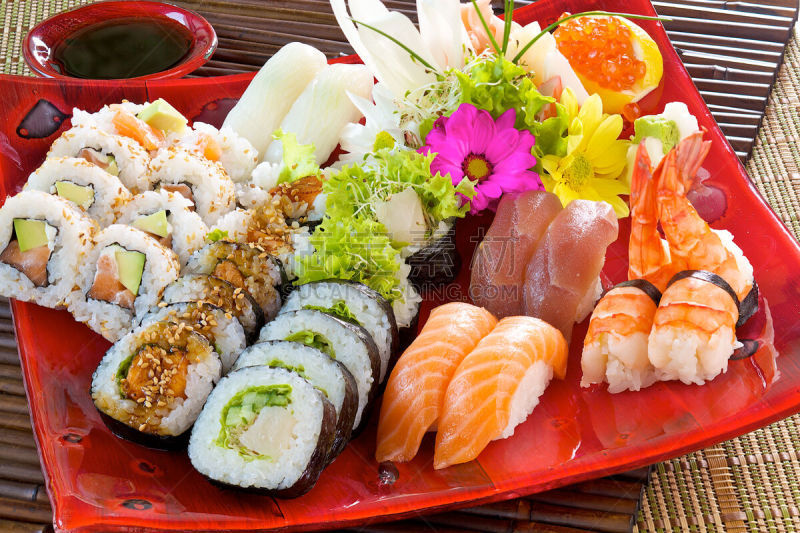 寿司,日本食品,健康食物,鲔鱼,海产,饮食,美味,水平画幅,玉子寿司,食品