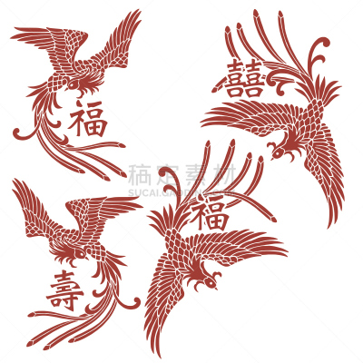 绘画插图,凤凰,东方人,美,状态描述,优美,鸟类,艺术品,古典式,计算机制图