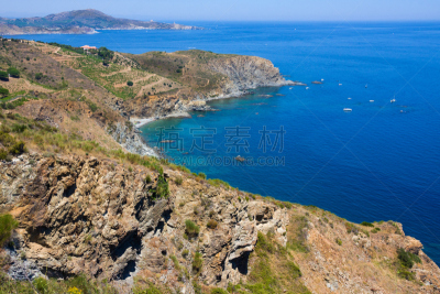 海滩,法国,岩石,赛尔贝尔,海洋保护区,东比利牛斯,朱红海岸,地中海,水平画幅,无人