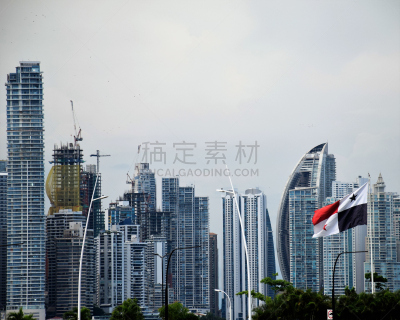巴拿马,城市天际线,无人,巴拿马运河,巴拿马城,图像,水平画幅,摄影