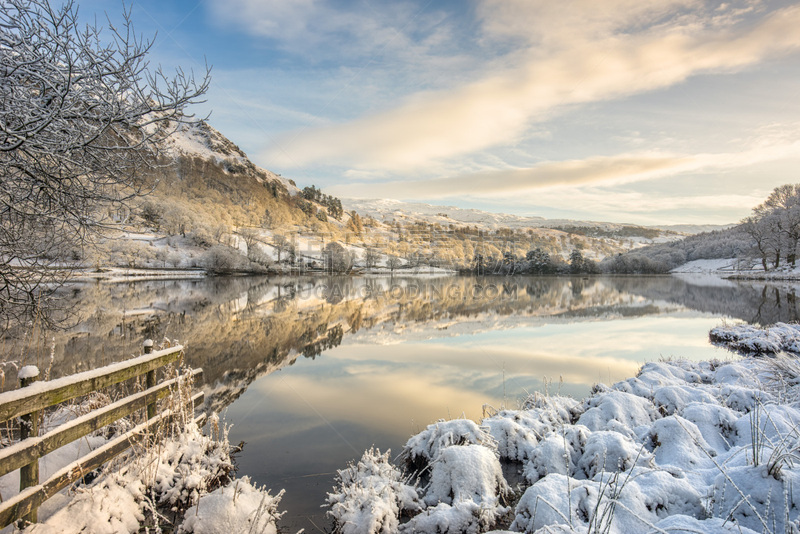 英格兰湖区,赖德尔山,冬天,雪,海边公园,英格兰,英国,坎布里亚,天空,美