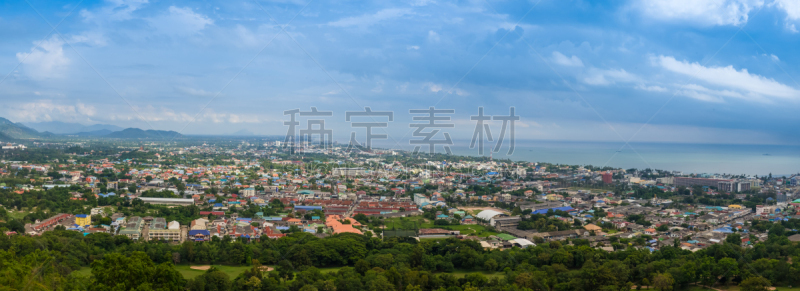 巴蜀,泰国,城市,视角,水,天空,水平画幅,无人,居住区,在上面