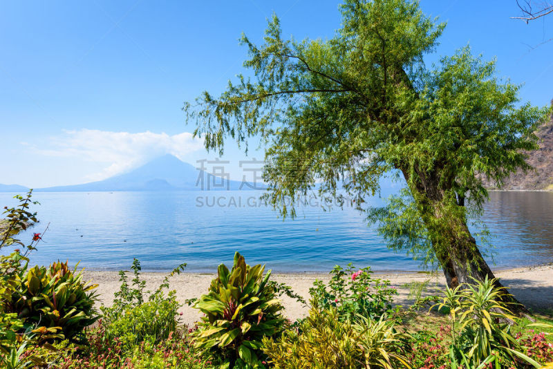 巴纳哈契,海滩,风景,危地马拉,地形,火山,阿蒂特兰湖,苏格兰高地,放松,休闲