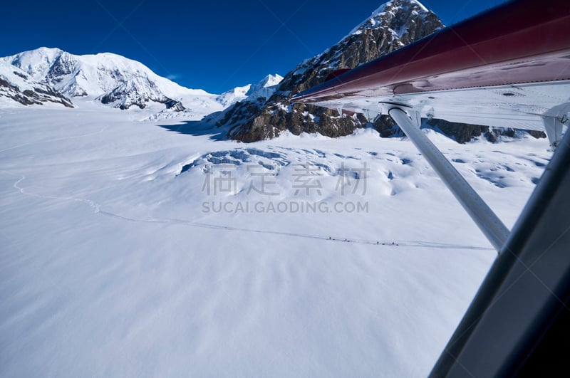 麦金利峰,冰河,飞机,徒步旅行,山脉,窗户,天空,水平画幅,雪,户外