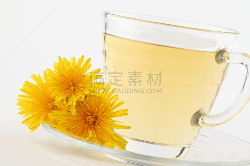 蒲公英,茶,煮食,水平画幅,无人,茶碟,玻璃,饮料,仅一朵花,花茶