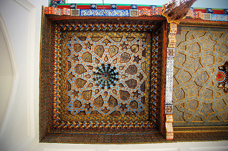 乌兹别克斯坦,天花板,多色的,纪念碑,水平画幅,建筑,无人,远古的,布哈拉,装饰