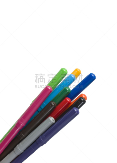 彩色图片,水笔,垂直画幅,办公用品,手工艺设备,绿色,橙色,无人,色彩鲜艳,蓝色