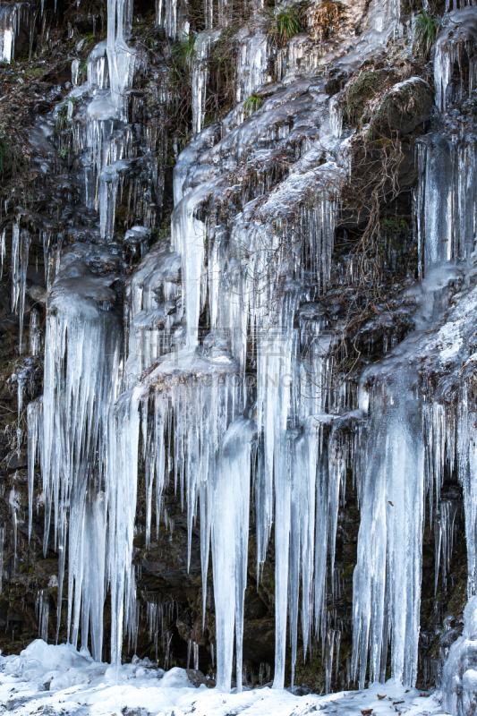 冰柱,秩父,崎玉县,垂直画幅,天空,留白,里山,雪,瀑布,无人