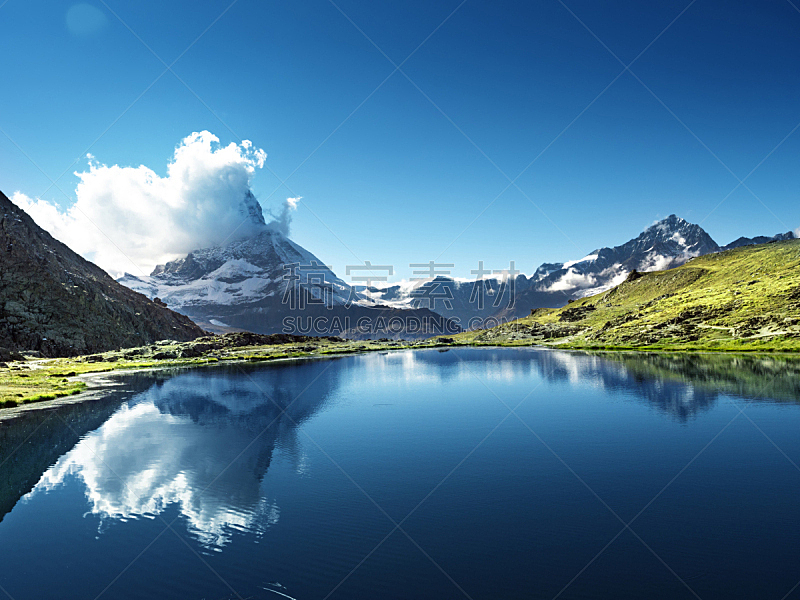 湖,马特洪峰,策尔马特,瑞士,水,天空,美,水平画幅,云,雪