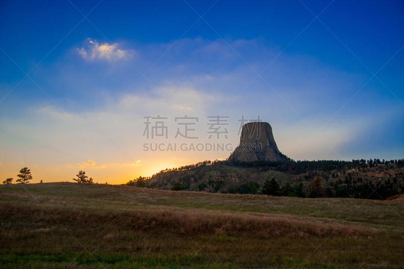 恶魔塔国家纪念碑,怀俄明,国家纪念碑,火山,自然,天空,美国,水平画幅,无人,户外