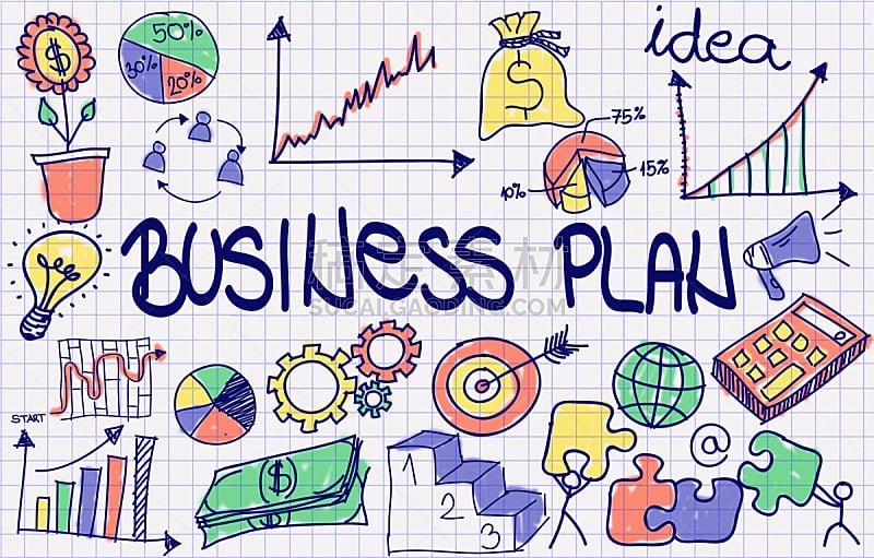 概念,商业规划,商务策略,未来,灵感,水平画幅,绘画插图,符号,时间,市场营销