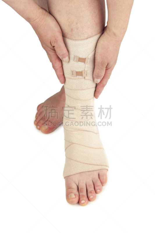 静脉曲张,绷带,垂直画幅,蛛状静脉曲张,四肢,腰部以下,腿,白人,肿胀的