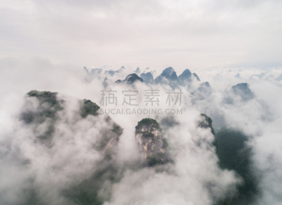 云,山,圆形,绿色,天空,石灰石,阳朔,明亮,山脊,毛绒绒