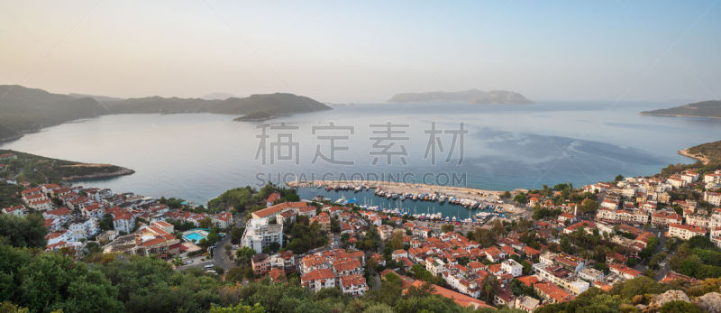 卡斯,城镇,风景,船,游艇,海岸线,泻湖,夏天,户外