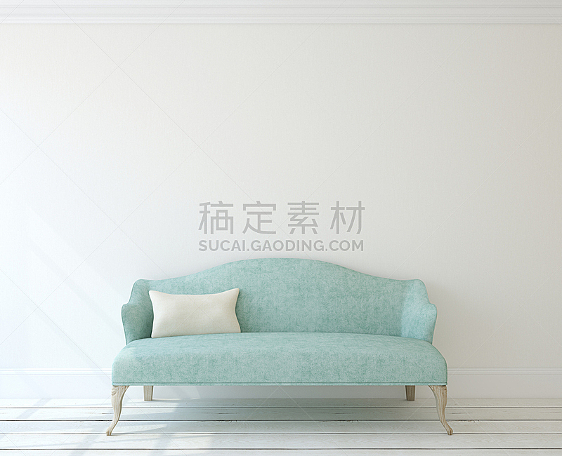沙发,室内,极简构图,正面视角,住宅房间,水平画幅,形状,无人,蓝色,装饰物