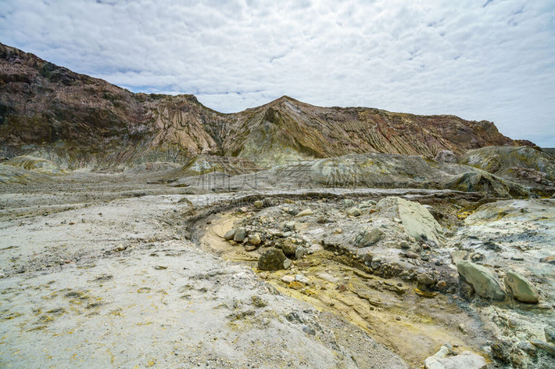 怀特岛,火山口,新西兰,天空,水平画幅,无人,岩层,硫磺,丰盛湾,月球