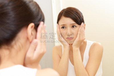 女人,平衡折角灯,看,留白,半身像,浴室,彩妆,spa美容,仅成年人,日本人