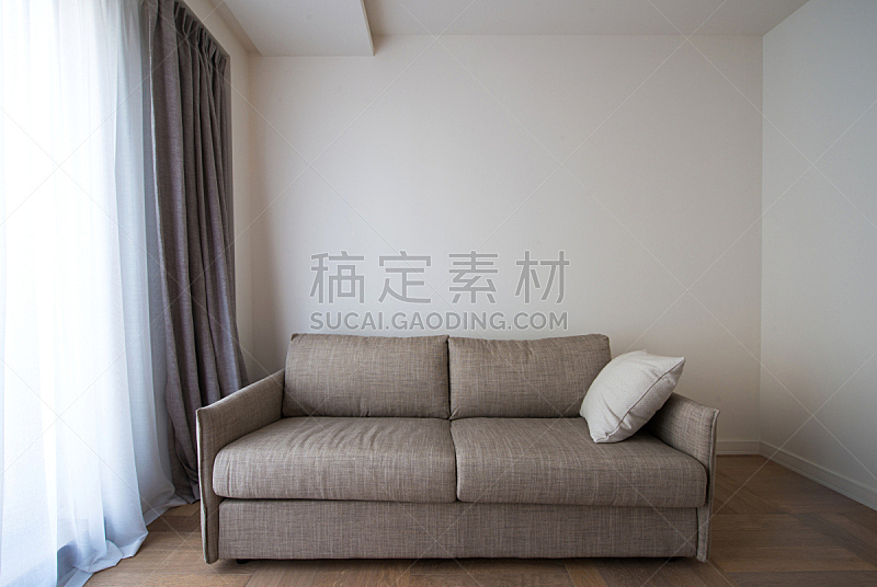 沙发,白色,灰色,枕头,新的,座位,水平画幅,墙,家具,特写