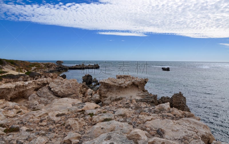 石灰石,在边上,cape peron,西澳大利亚,水,天空,水平画幅,无人,岩层,户外