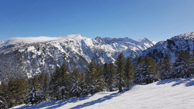 班斯科,滑雪场,天空,美,度假胜地,水平画幅,山,小木屋,皮林山脉,雪