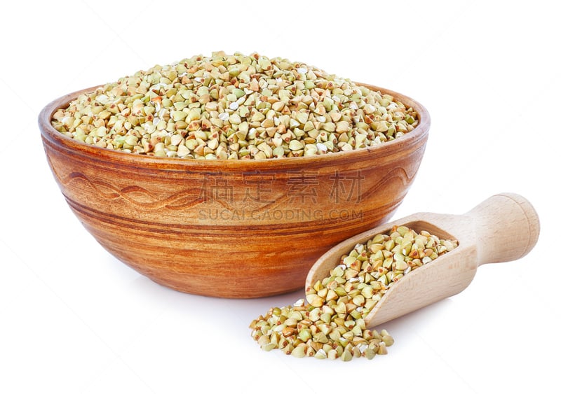 Green buckwheat in bowl