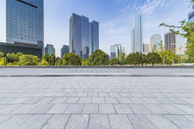现代,商务,方形画幅,混凝土,空的,空的路,办公大楼,室内地面,天空,留白